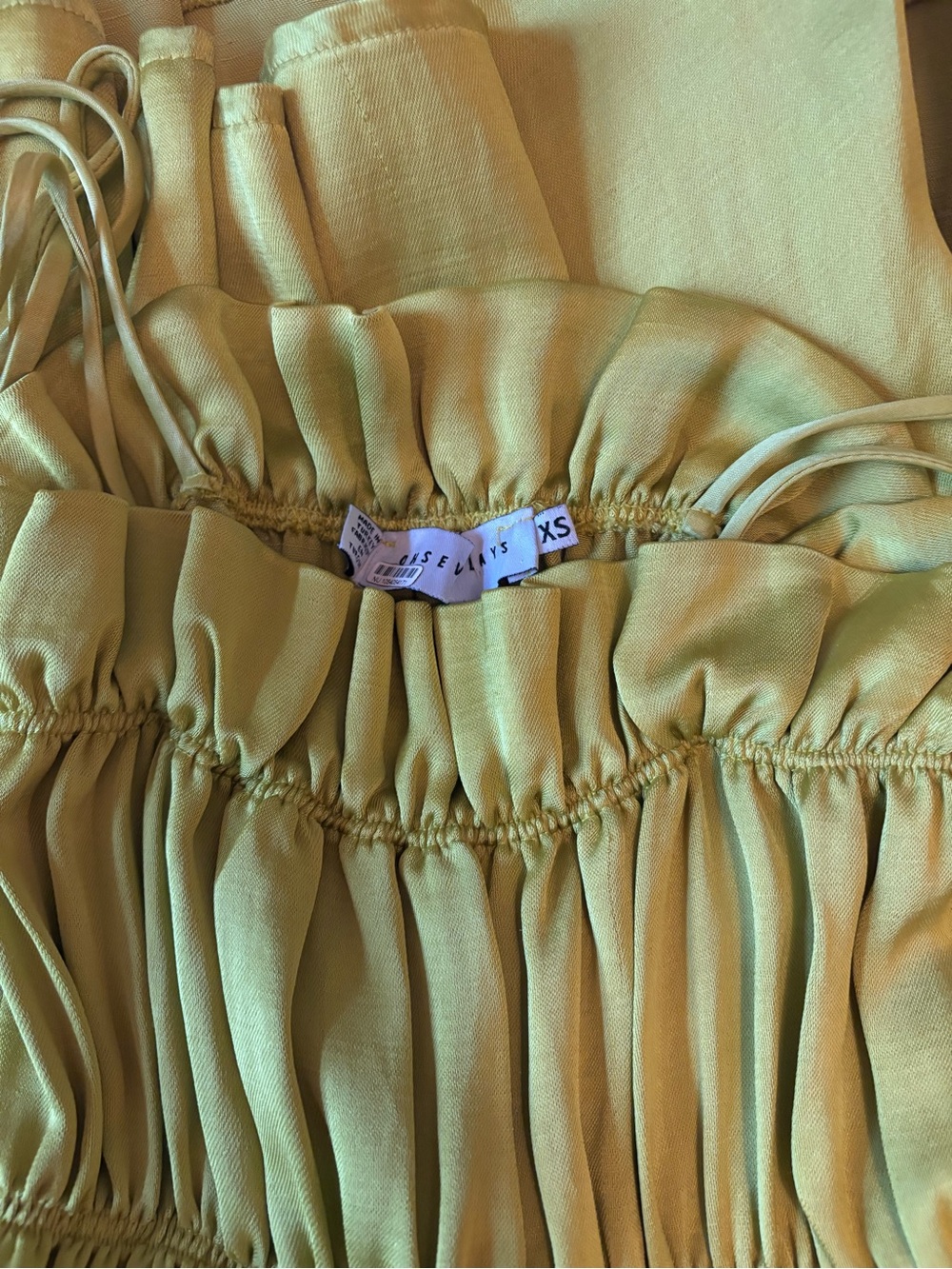 Women’s Midi Dress in Chartreuse with Smocked Bodice - Picture 5 of 5